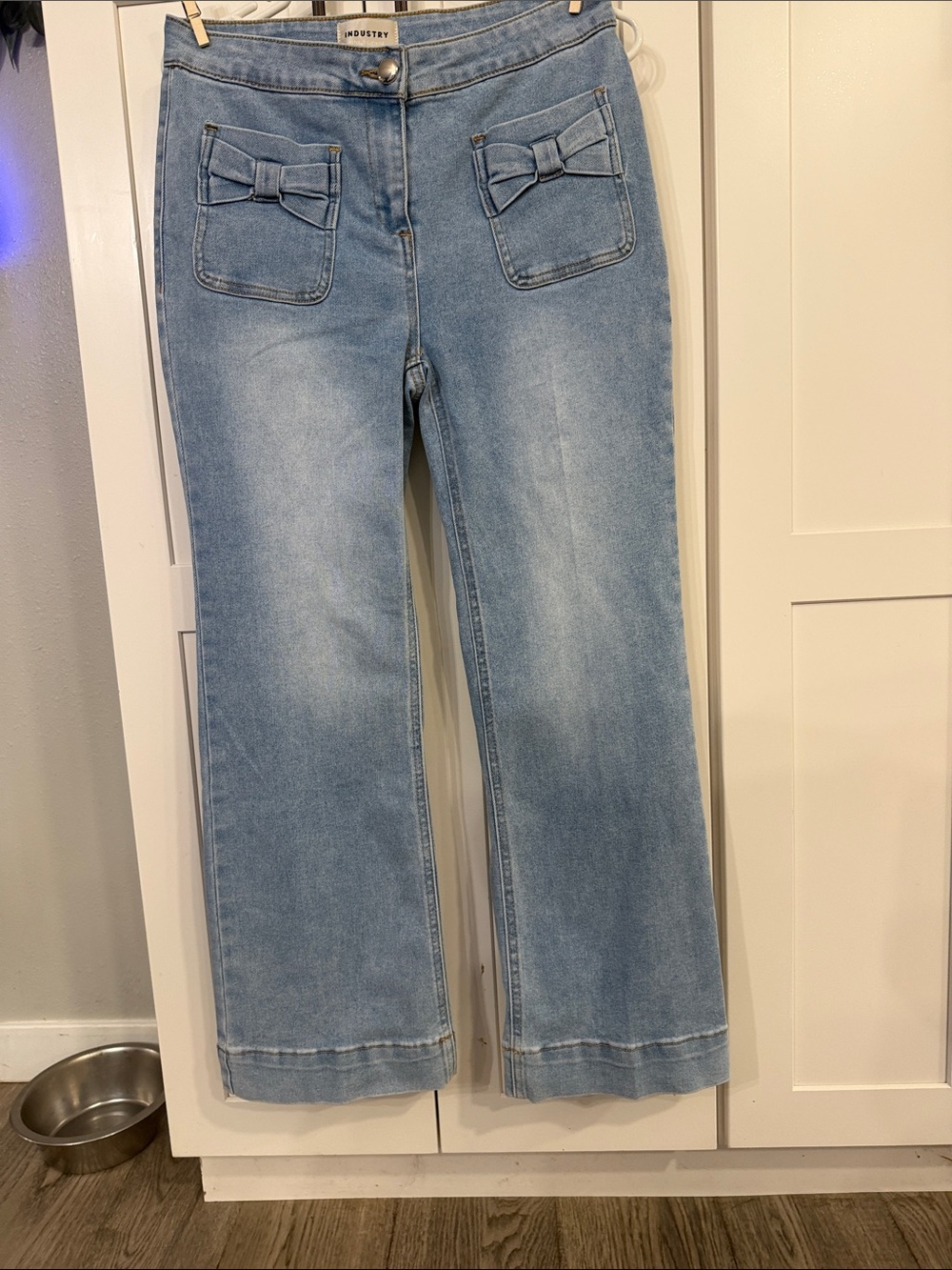 Light Blue Bow-Pocket Wide Leg Jeans by Industry